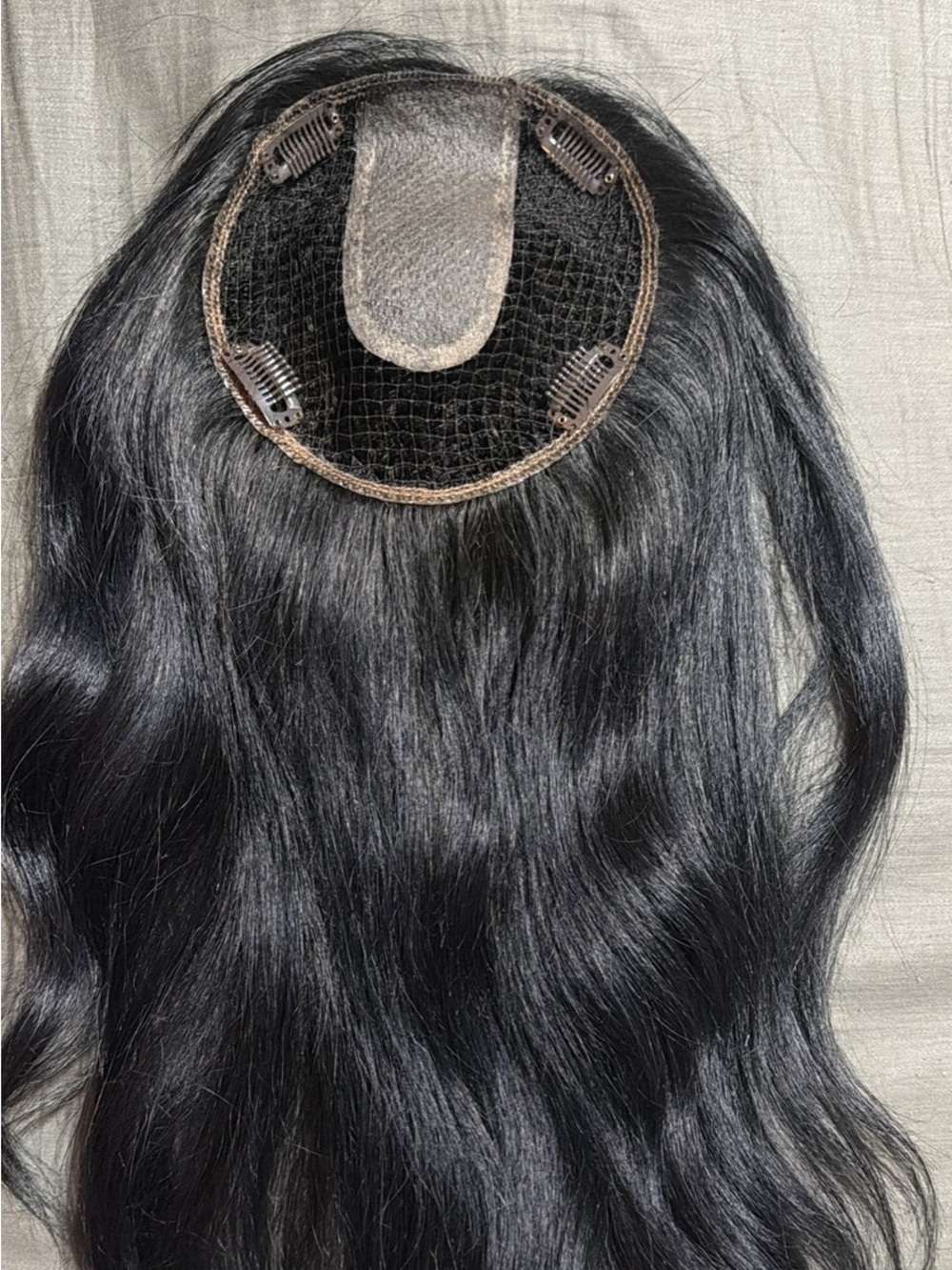 Clip-In 100% Human Hair Integration System Jet Black Hair Topper